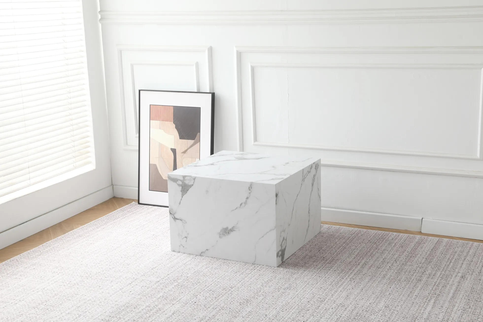 Avery sofabord i hvid marmorprint 50x50x35cm