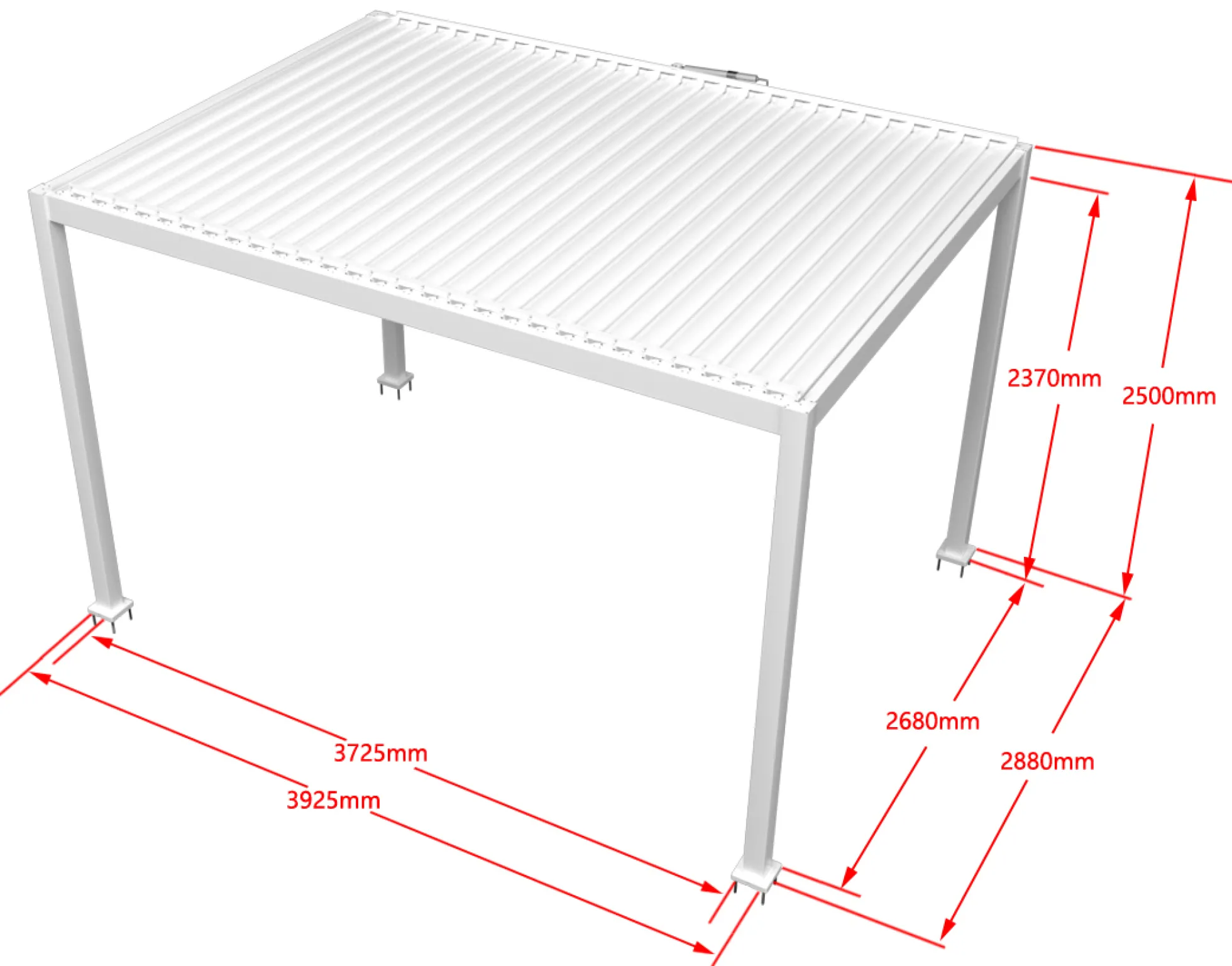 Essence elektrisk LED pergola med lameltag 400x300cm hvid