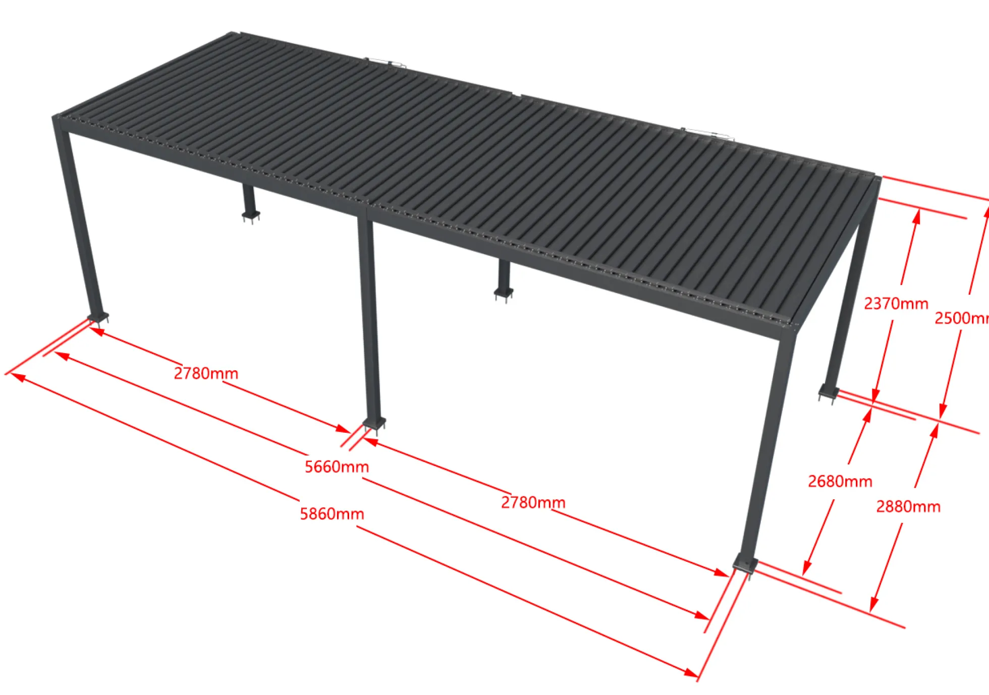 Essence elektrisk pergola med lameltag 600x300cm antracit