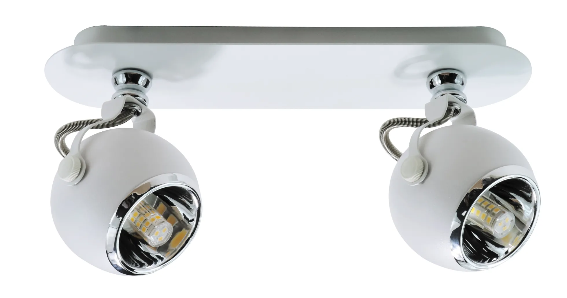 Loftlampe kugleformet 2 spots hvid