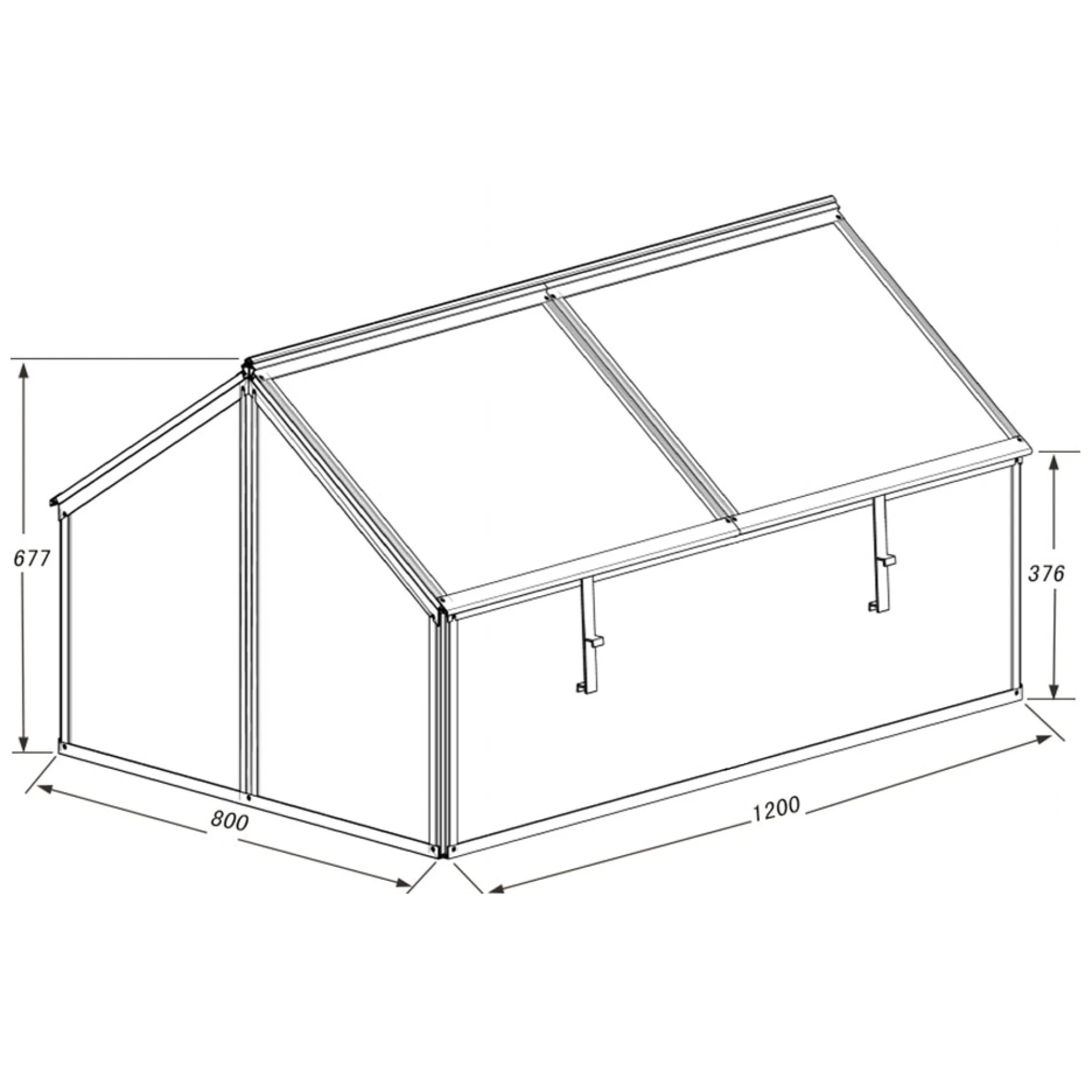 Minidrivhus sølv 120x80x67cm