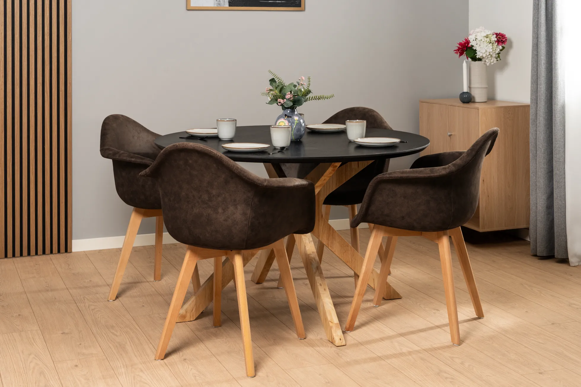 Palmi 120x120x75cm eg sort/natur