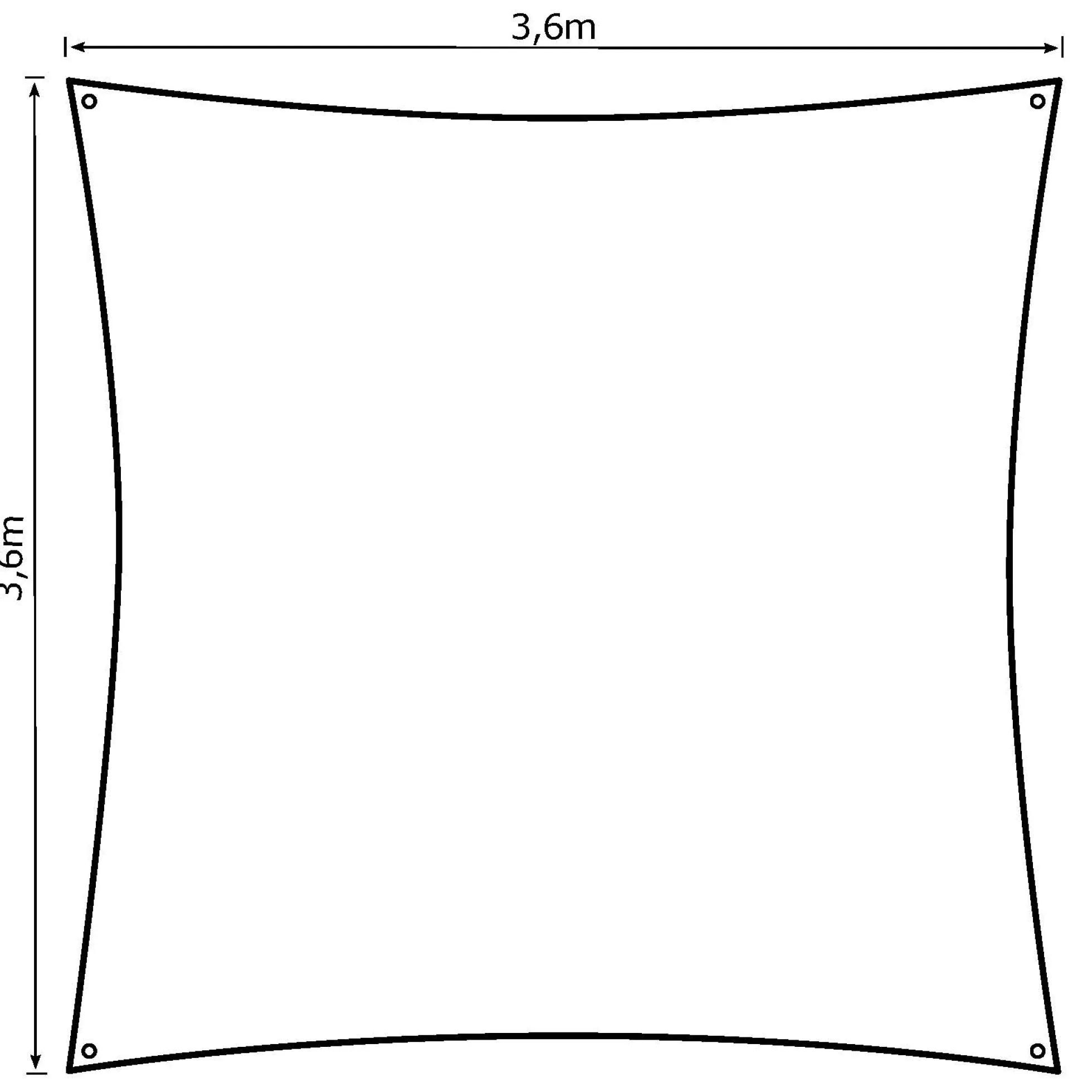Solsejl antracitgrå PRO 3,6x3,6m