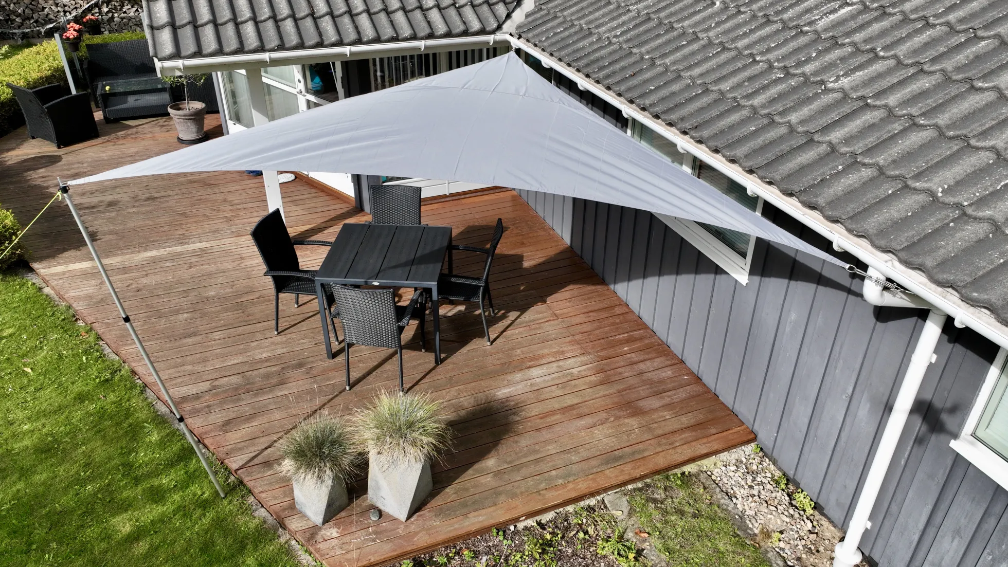 Solsejl grå LUX 3,6x3,6x3,6m